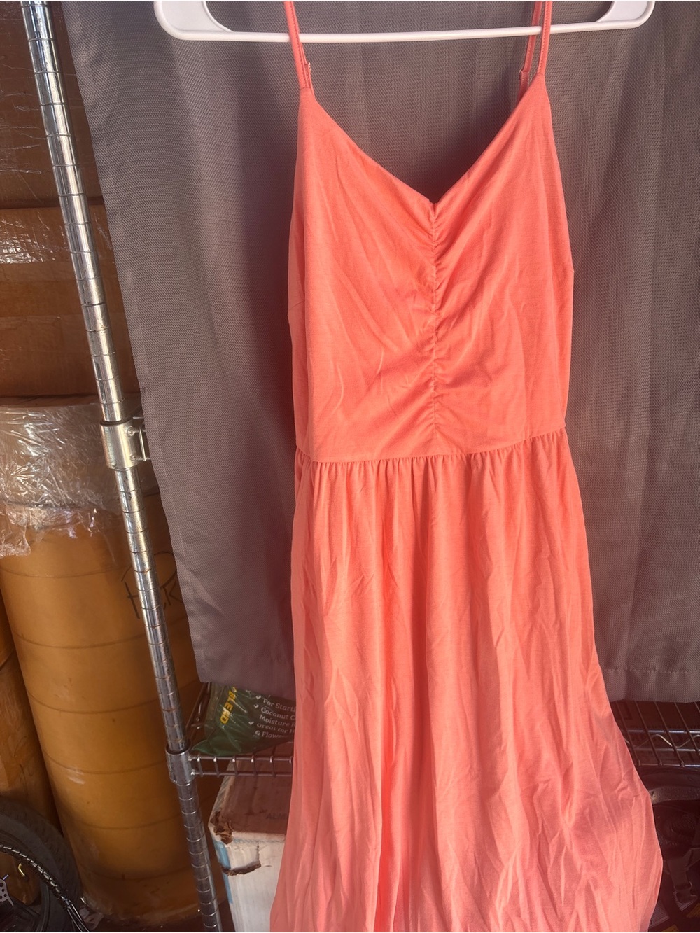 Flattering Coral Spaghetti-Strap Maxi Dress